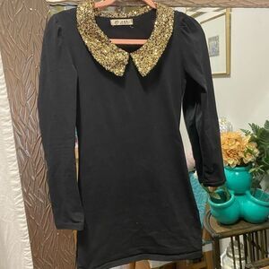 🌹 Mini Tunic Dress 🌹 With Gold Sequin Collar